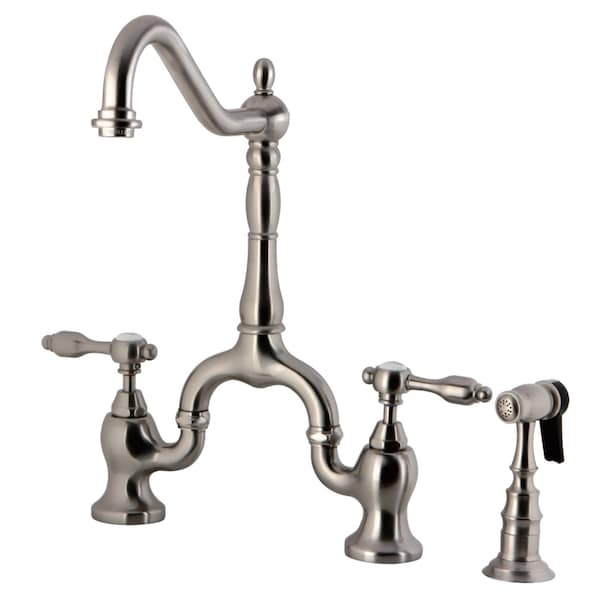 KS7758TALBS Bridge Kitchen Faucet W/ Brass Sprayer, Brushed Nickel